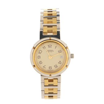 Hermes Clipper Quartz Watch Stainless Steel and Plated Metal 24