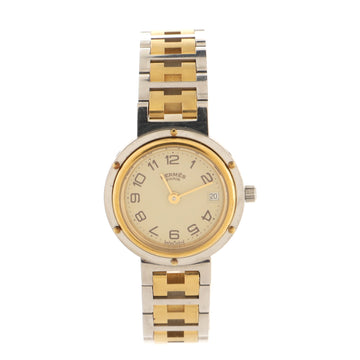 Hermes Clipper Quartz Watch Stainless Steel and Plated Metal 24