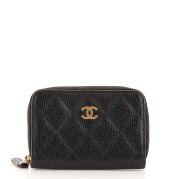 Chanel CC Zip Coin Purse Quilted Caviar Small
