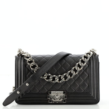 Chanel Boy Flap Bag Quilted Lambskin with Gradient Crystal Detail Old Medium