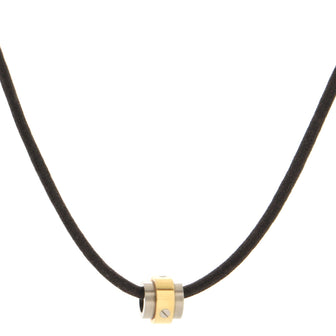 Cartier Santos 100 Barrel Pendant Necklace 18K Yellow Gold and Stainless Steel with Cord