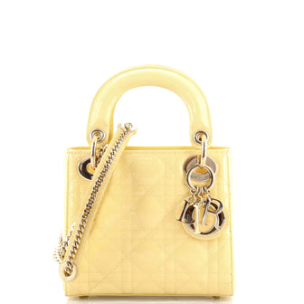 Christian Dior Lady Dior Chain Bag Cannage Quilt Patent Mini