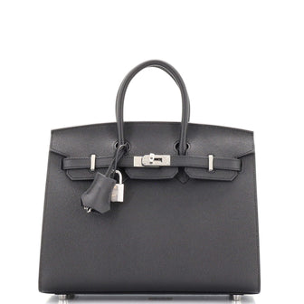 Hermes Birkin Sellier Bag Black Epsom with Palladium Hardware 25
