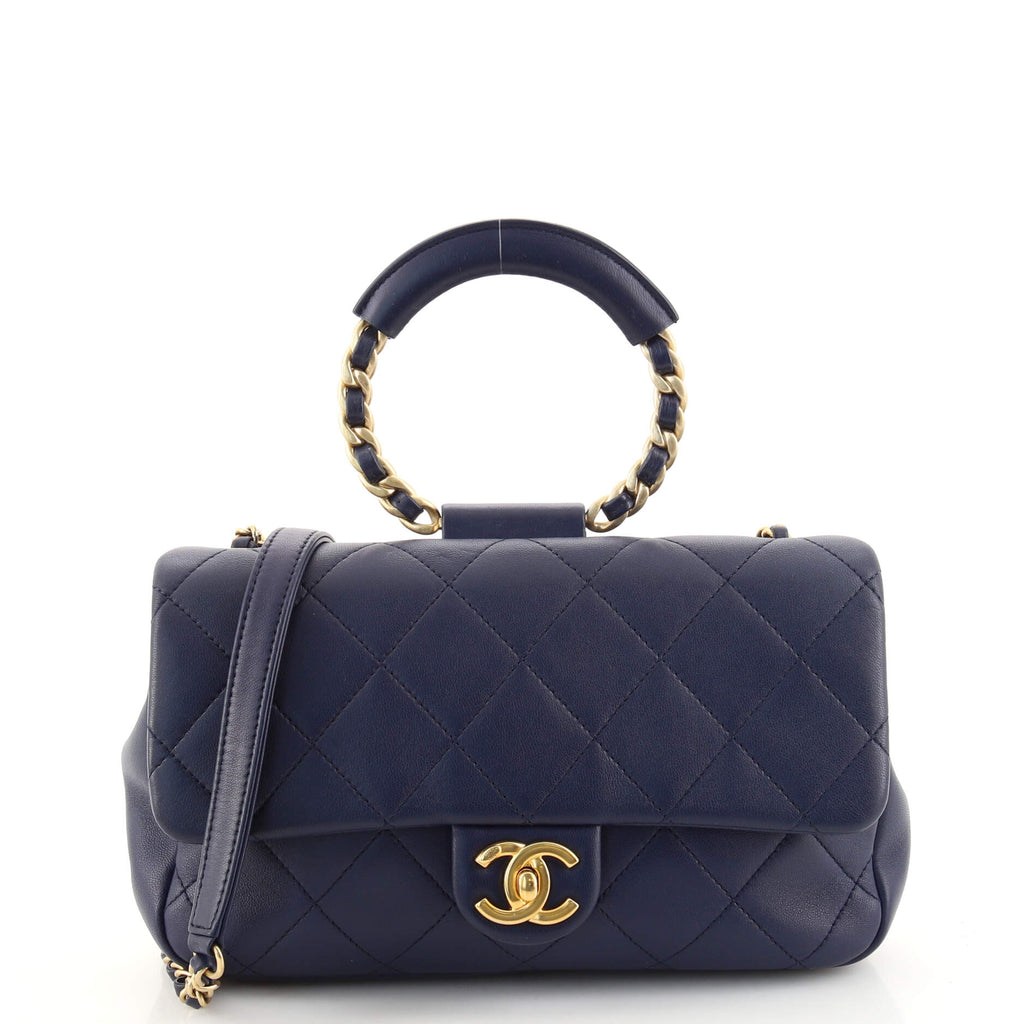 Chanel In The Loop Flap Bag Quilted Lambskin Medium Blue 1593734
