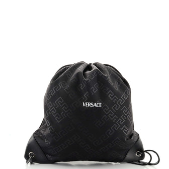 Versace Drawstring Backpack Printed Nylon Medium