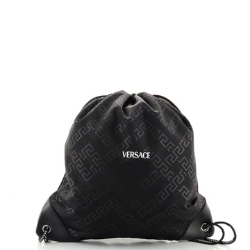 Versace Drawstring Backpack Printed Nylon Medium