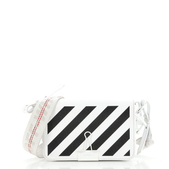 Off White Binder Clip Flap Bag Striped Leather Small