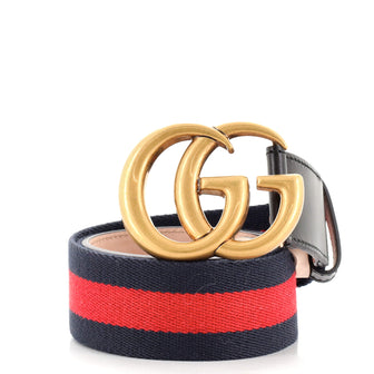 Gucci GG Marmont Web Belt Canvas and Leather Wide