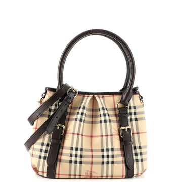 Burberry Northfield Convertible Tote Haymarket Coated Canvas Small