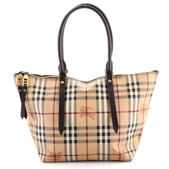 Burberry Salisbury Tote Haymarket Coated Canvas Small