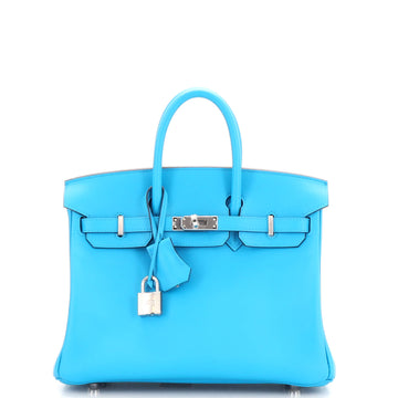 Hermes Birkin Handbag Blue Swift with Palladium Hardware 25