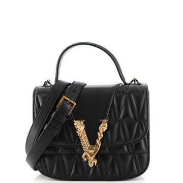 Versace Virtus Top Handle Bag Quilted Leather Small