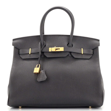 Hermes Birkin Handbag Black Togo with Gold Hardware 35