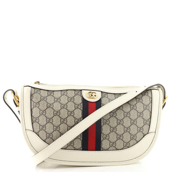 Gucci Ophidia Curved Zip Shoulder Bag GG Coated Canvas Large