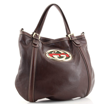 Gucci Britt Web Convertible Satchel Leather Medium