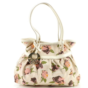 Fendi Chef Shoulder Bag Rose Print Zucca Canvas Small