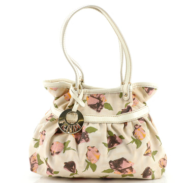 Fendi Chef Shoulder Bag Rose Print Zucca Canvas Small