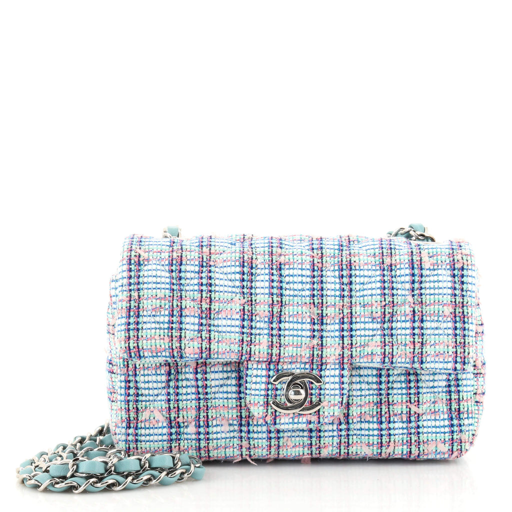 Chanel Tweed Braid Mini Flap Bag - Blue Mini Bags, Handbags