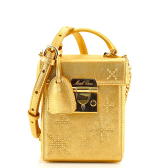 Mark Cross Grace Cube Box Bag Crystal Embellished Metallic Leather