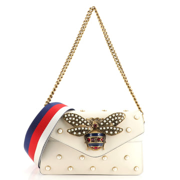 Gucci Broadway Pearly Bee Shoulder Bag Embellished Leather Mini