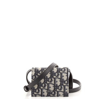 Christian Dior Flap Card Case Nano Strap Pouch Oblique Canvas