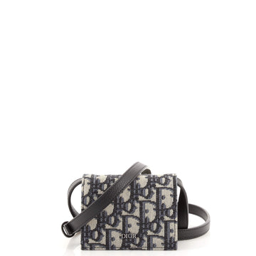 Christian Dior Flap Card Case Nano Strap Pouch Oblique Canvas