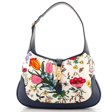 Gucci Jackie Hobo Flora Canvas with Leather Medium