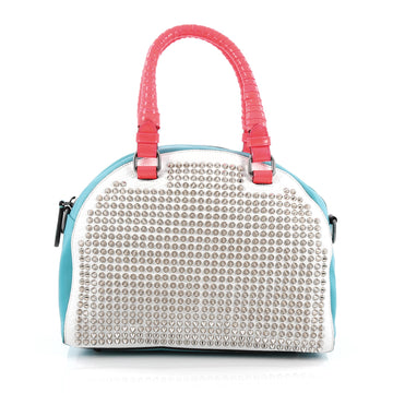 Christian Louboutin Panettone Convertible Satchel Spiked Leather Small White
