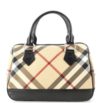 Burberry Bowling Bag Nova Check Coated Canvas and Patent Small