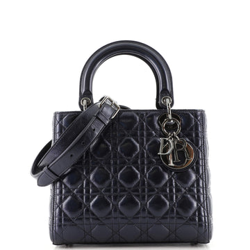 Christian Dior Lady Dior Bag Cannage Quilt Metallic Leather Medium