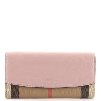 Burberry Porter Continental Wallet Leather and House Check Canvas Long