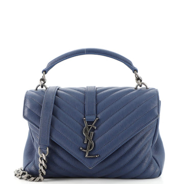 Saint Laurent Classic Monogram College Bag Matelasse Chevron Leather Medium
