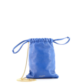 Saint Laurent Paris Drawstring Crossbody Pouch Leather