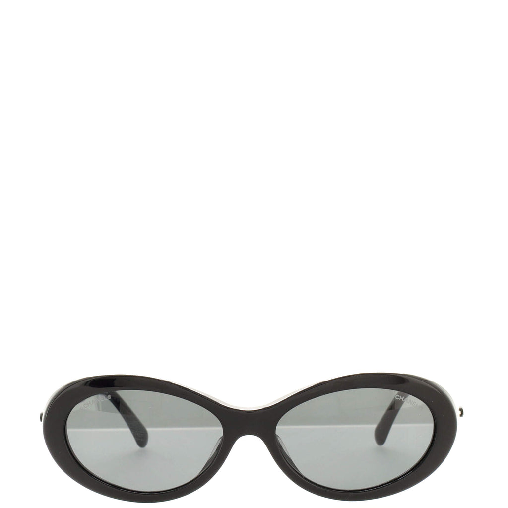 Sunglasses: Oval Sunglasses, acetate & imitation pearls — Fashion