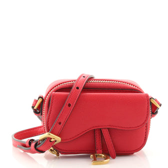 Dior, Bags, Goatskin Mini Saddle Shoulder Strap Pouch Red