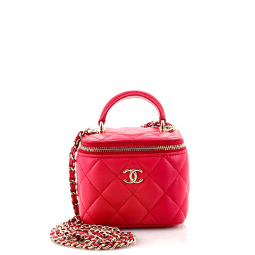 Chanel Classic Top Handle Vanity Case with Chain Quilted Lambskin Mini