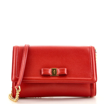Salvatore Ferragamo Vara Bow Chain Flap Bag Leather Mini