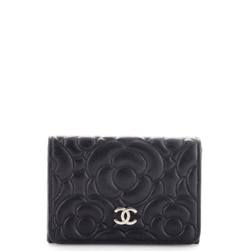 Chanel CC Trifold Flap Wallet Camellia Goatskin Small