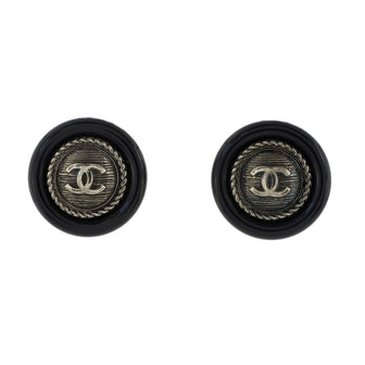 Chanel CC Button Stud Earrings Resin and Metal