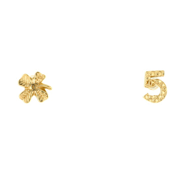Chanel CC No.5 Asymmetrical Clover Stud Earrings Metal
