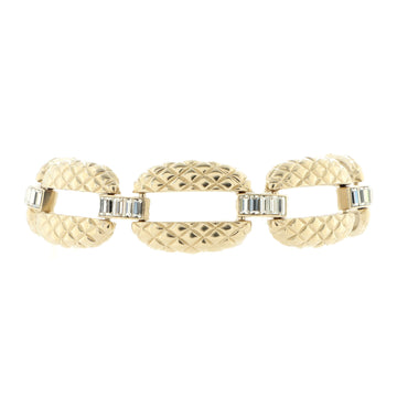 Chanel Quilted Baguette Chain Link Bracelet Metal with Crystals