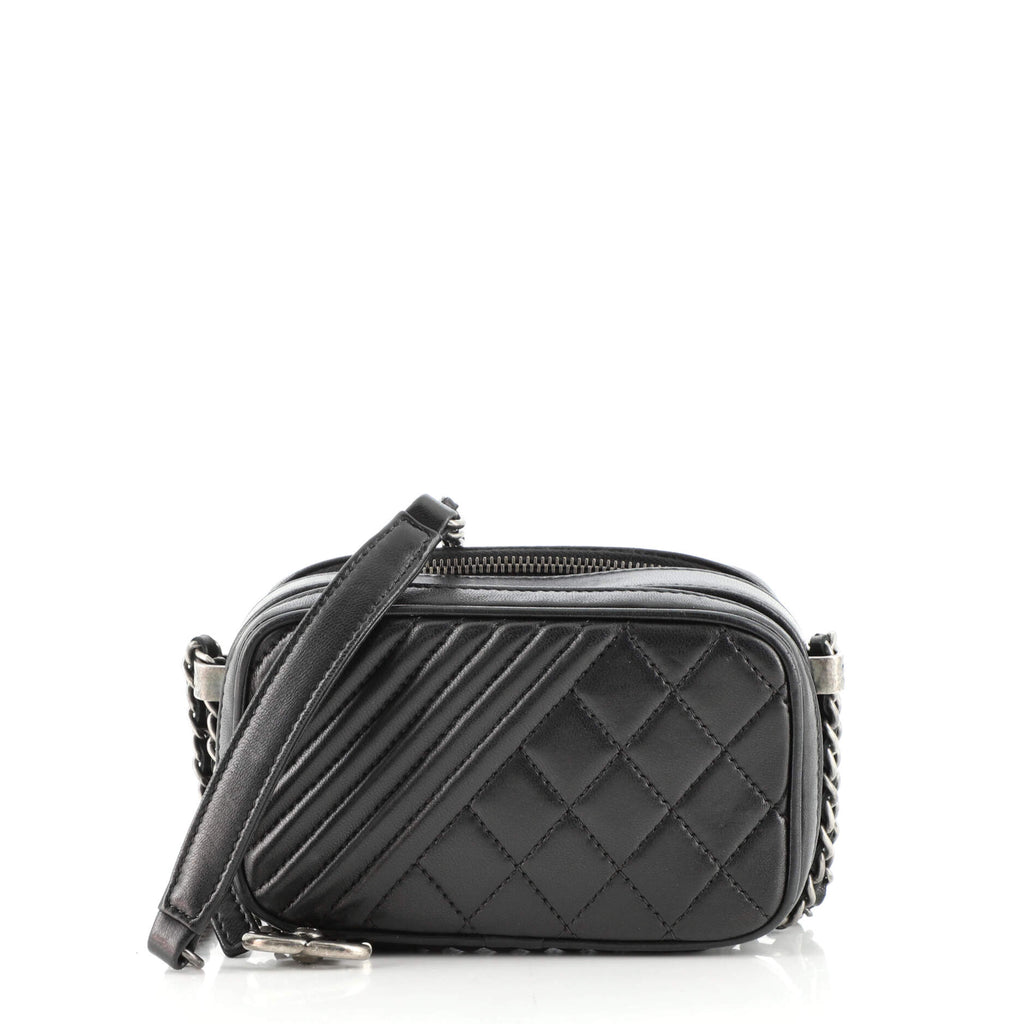 Chanel Black Quilted Leather Small Coco Boy Camera Case Shoulder Bag Chanel