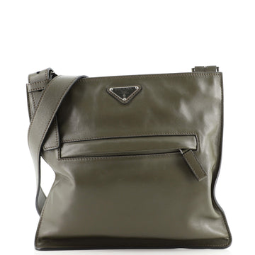 Prada Front Pocket Zip Messenger Bag Soft Calfskin Medium
