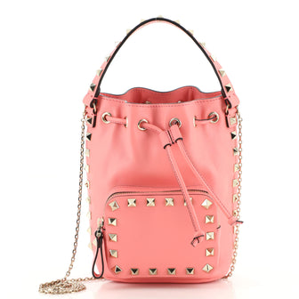 Valentino Rockstud Drawstring Bucket Bag Leather Mini