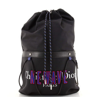 Christian Dior Newave Drawstring Backpack Printed Nylon with Applique