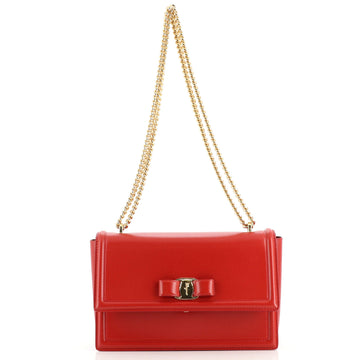 Salvatore Ferragamo Vara Bow Chain Flap Bag Leather Medium