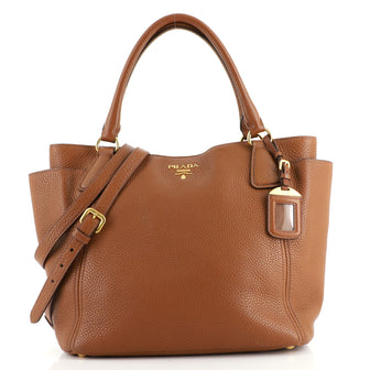 Prada Side Pocket Convertible Tote Vitello Daino Large