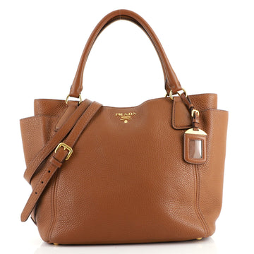 Prada Side Pocket Convertible Tote Vitello Daino Large