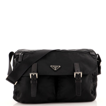 Prada Zip Buckle Messenger Bag Tessuto Medium