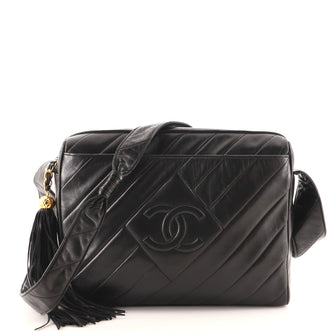 Chanel Vintage Diamond CC Camera Bag Diagonal Quilted Leather Medium